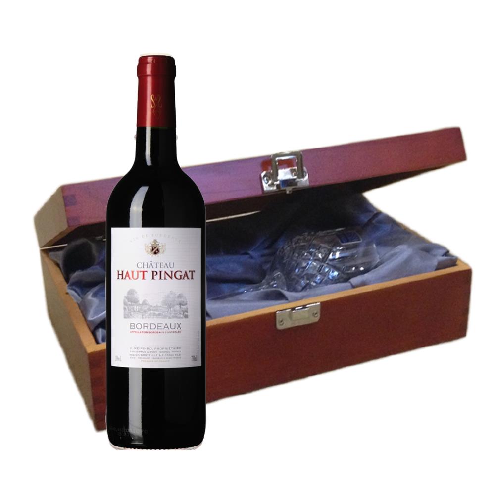 Chateau Haut Pingat Bordeaux In Luxury Box With Royal Scot Wine Glass